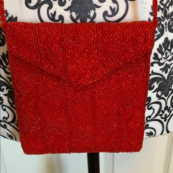 Vintage Red Beaded Crossbody / Satchel - Picture 8 of 14